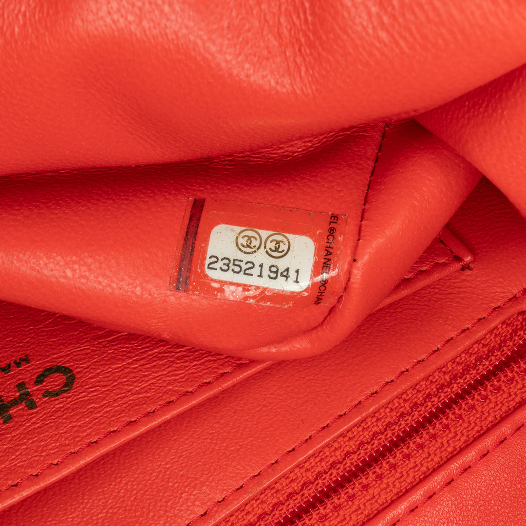 Mini Rectangular Classic Lambskin Single Flap Orange - Gaby Paris