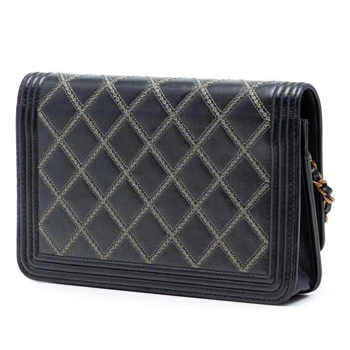 Chanel Matelassé Cuir d’agneau Double Stitch Boy Wallet on Chain