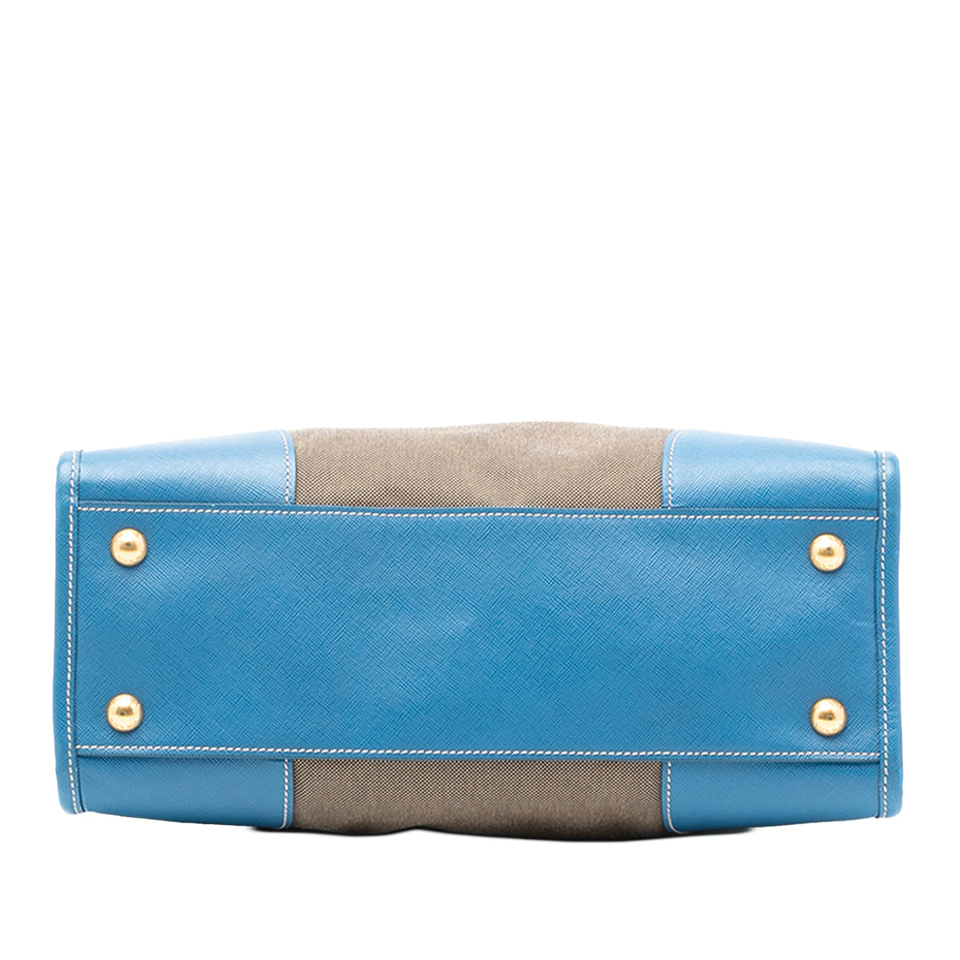 Prada Saffiano à finitions Toile Canapa Logo Double Zip Sac