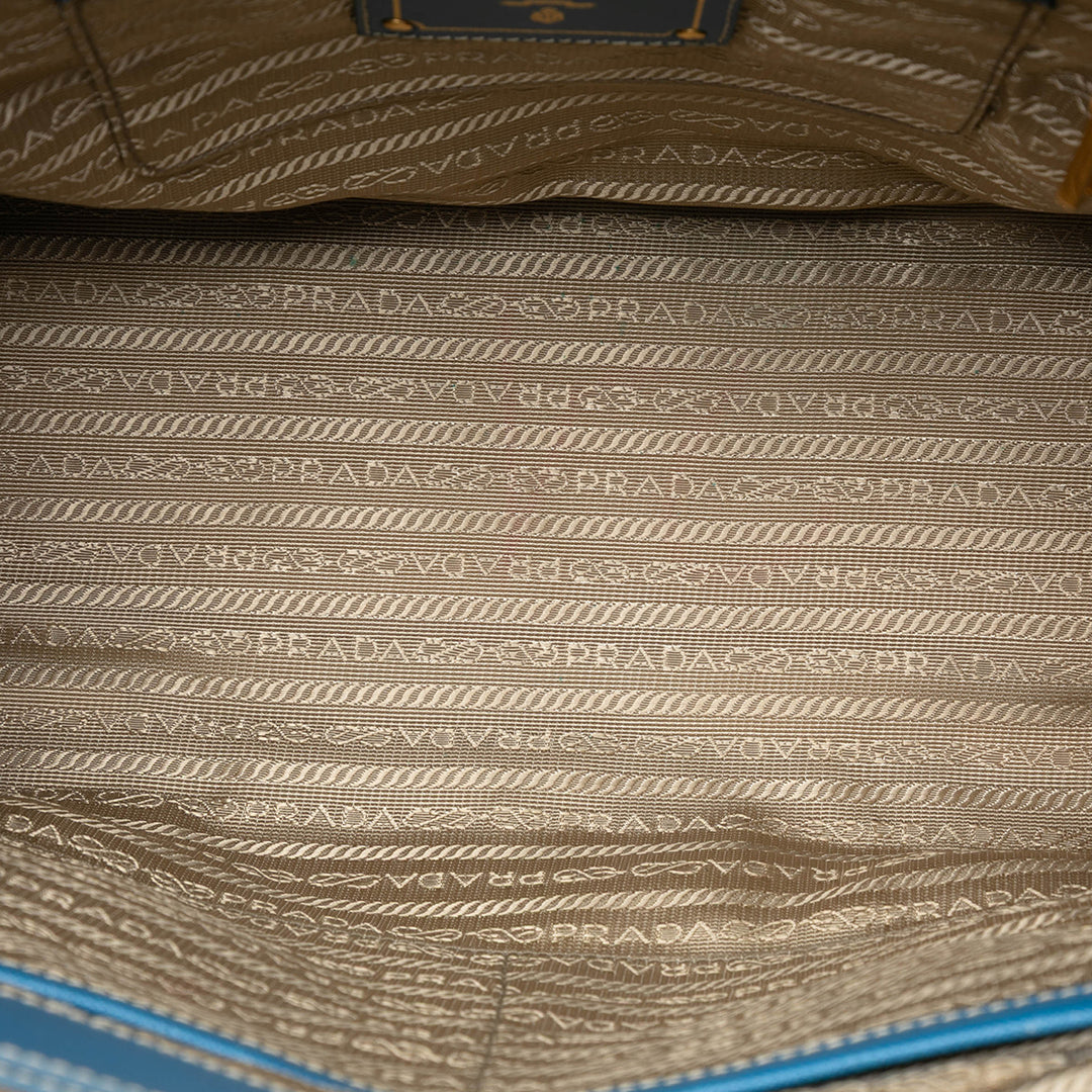 Prada Saffiano à finitions Toile Canapa Logo Double Zip Sac