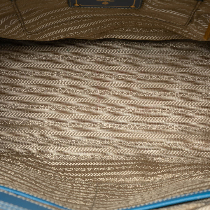 Prada Saffiano à finitions Toile Canapa Logo Double Zip Sac