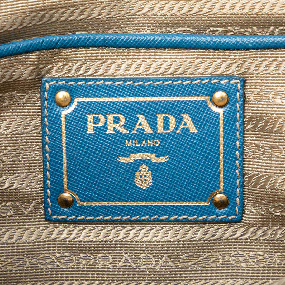 Prada Saffiano à finitions Toile Canapa Logo Double Zip Sac