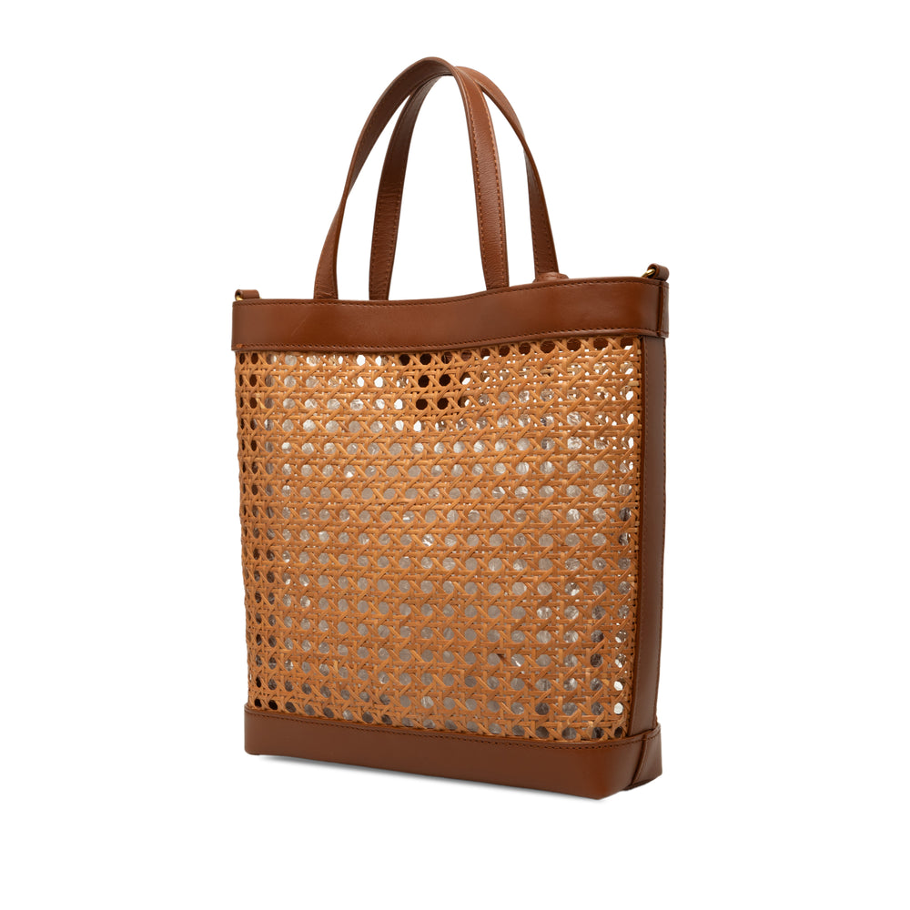 Saint Laurent North South Cabas Toy Rotin Marron – vue 2 – GABY PARIS