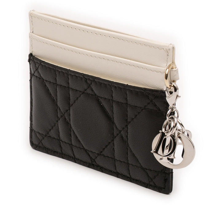 Dior Bicolor Cuir d’agneau Cannage Lady Dior Freesia Card Holder