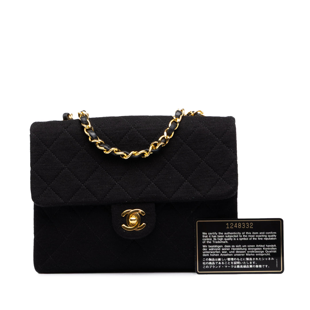 Chanel Sac bandoulière Matelassé Jersey et Carré à rabat Mini Cuir d'agneau Noir – vue 7 – GABY PARIS