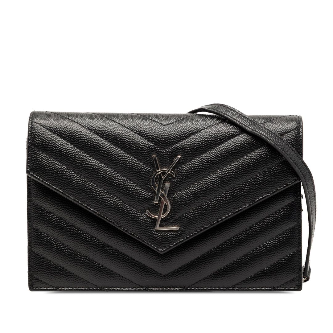 Saint Laurent Grain De Poudre Cassandre Envelope Chain Portefeuille