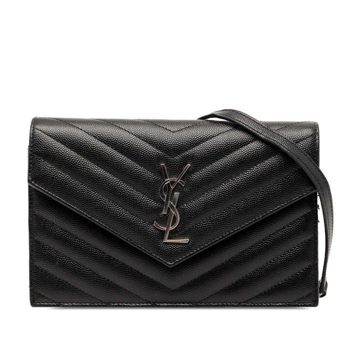 Saint Laurent Grain De Poudre Cassandre Envelope Chain Portefeuille