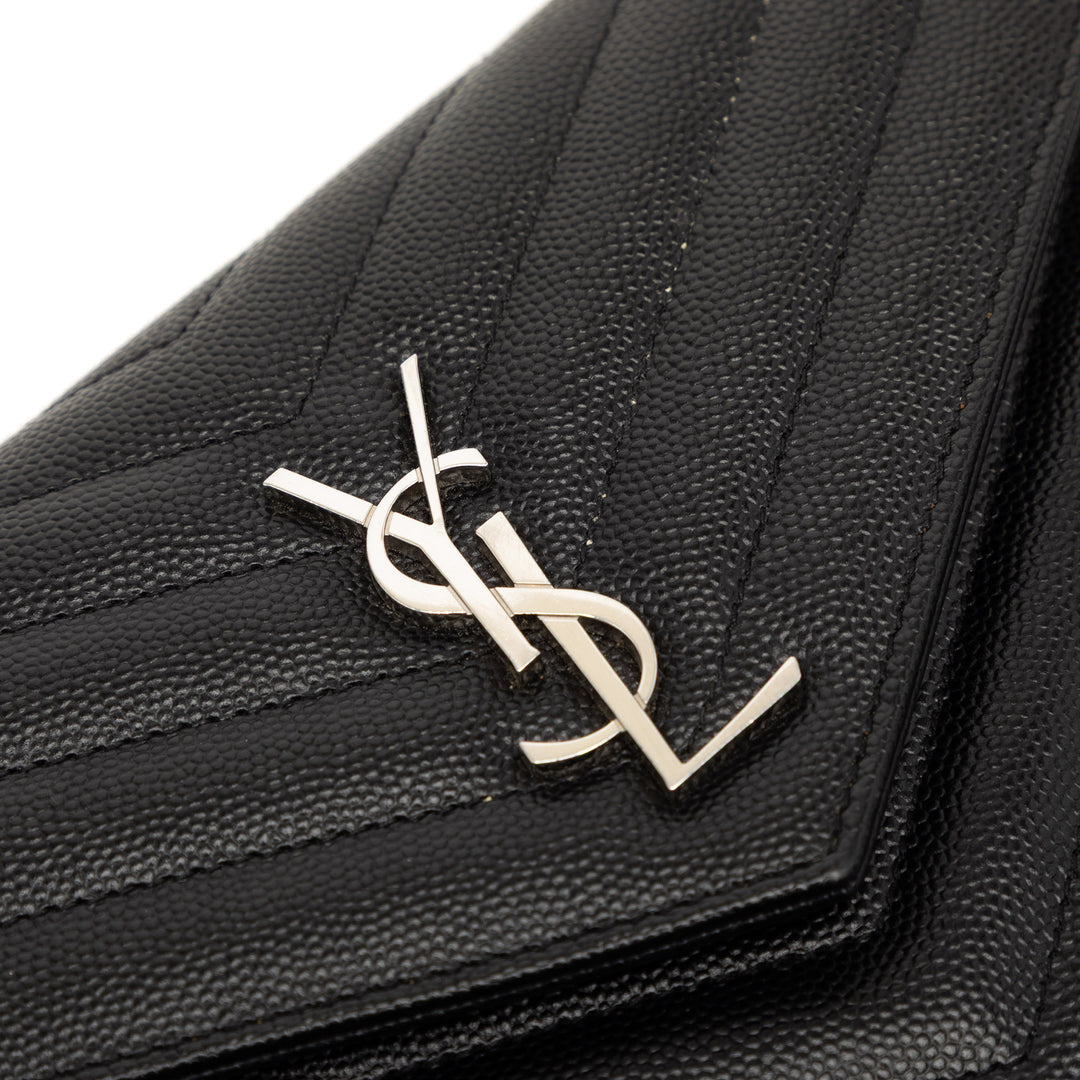 Saint Laurent Grain De Poudre Cassandre Envelope Chain Portefeuille