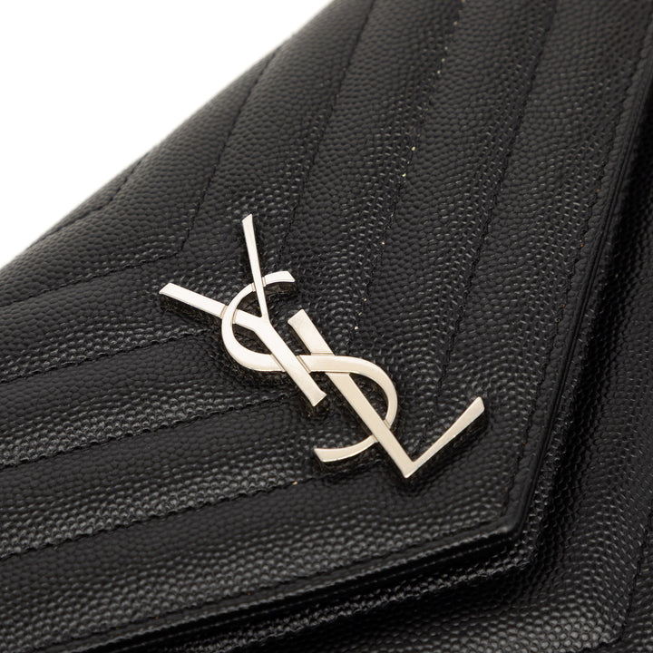 Saint Laurent Grain De Poudre Cassandre Envelope Chain Portefeuille