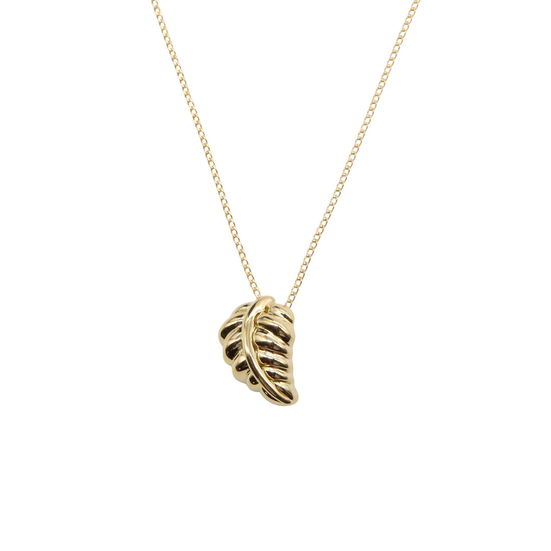 18K Yellow Gold Leaf Pendant Necklace Gold - Gaby Paris