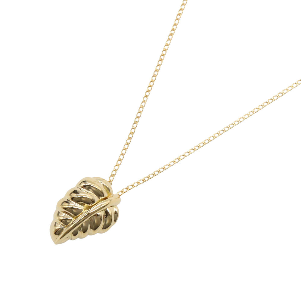 18K Yellow Gold Leaf Pendant Necklace Gold - Gaby Paris