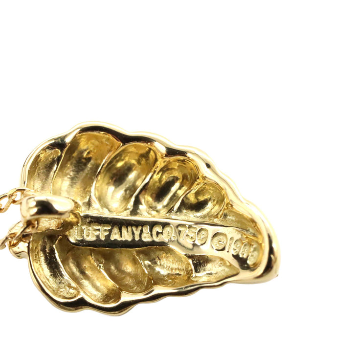 18K Yellow Gold Leaf Pendant Necklace Gold - Gaby Paris