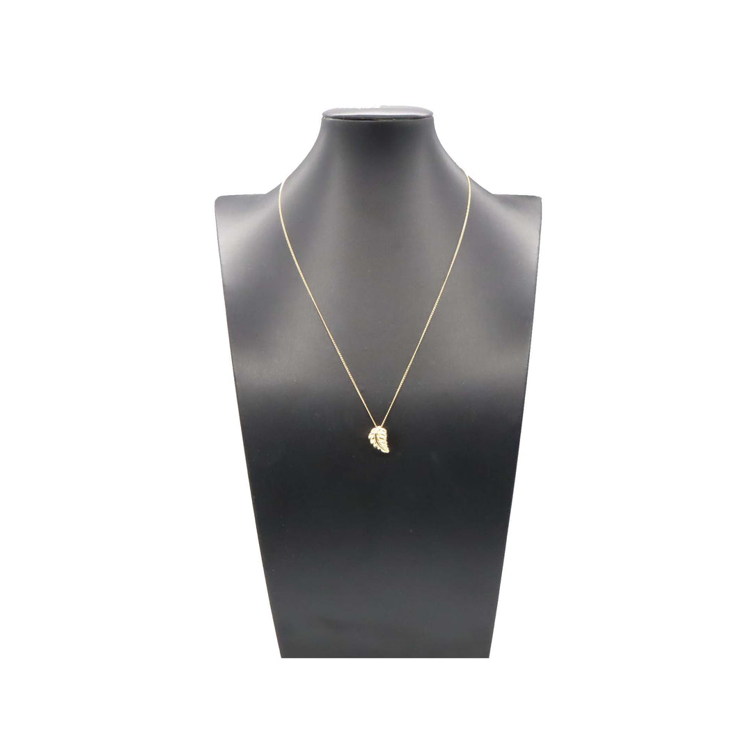 18K Yellow Gold Leaf Pendant Necklace Gold - Gaby Paris