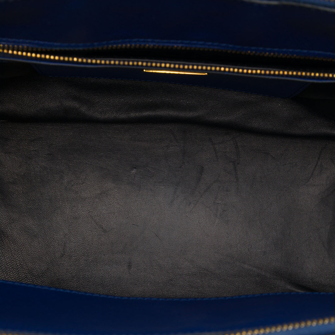 Prada Cabas Fermoir tourniquet Double Zippé clouté Saffiano Bleu – vue 4 – GABY PARIS