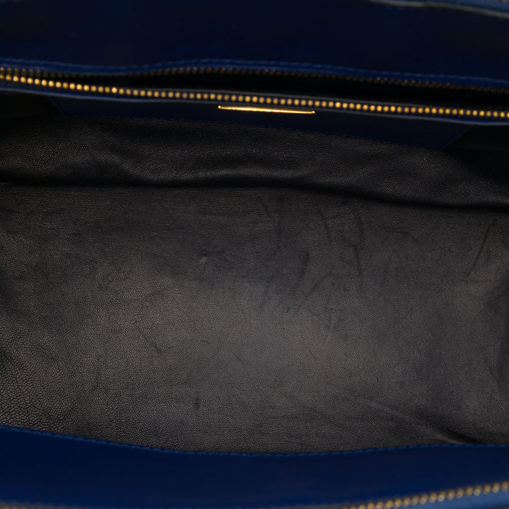 Prada Cabas Fermoir tourniquet Double Zippé clouté Saffiano Bleu – vue 4 – GABY PARIS
