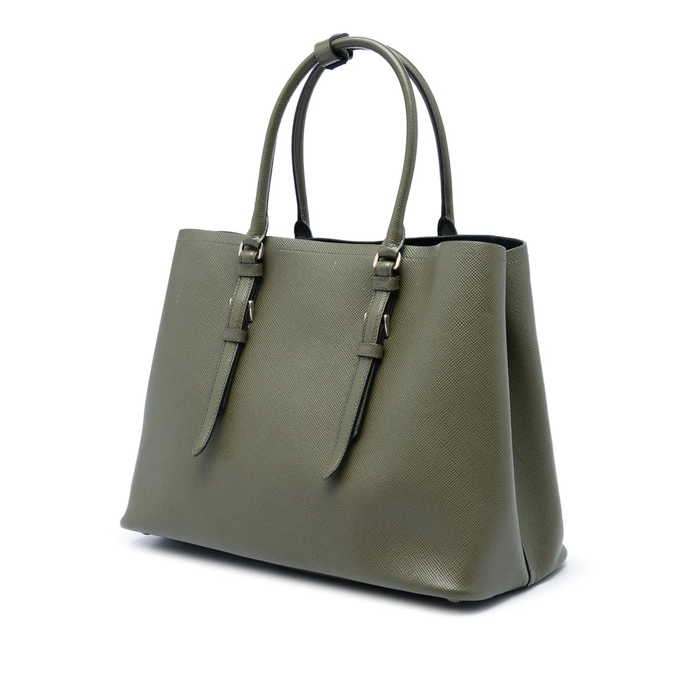 Prada Sac à main Double Poignée Saffiano Grand Vert – vue 2 – GABY PARIS