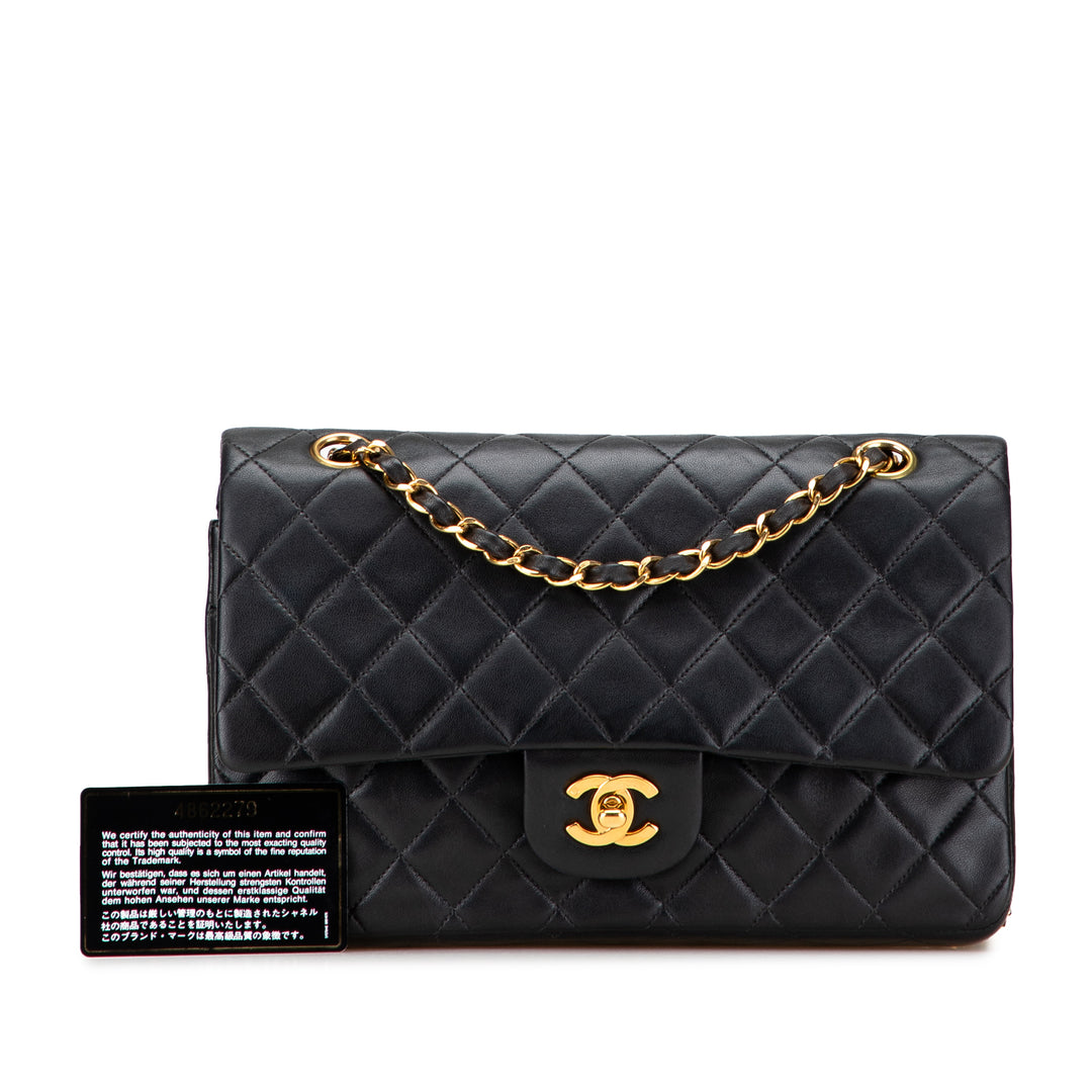Chanel Medium Classic Cuir d’agneau Double rabat Noir – GABY PARIS Authentique