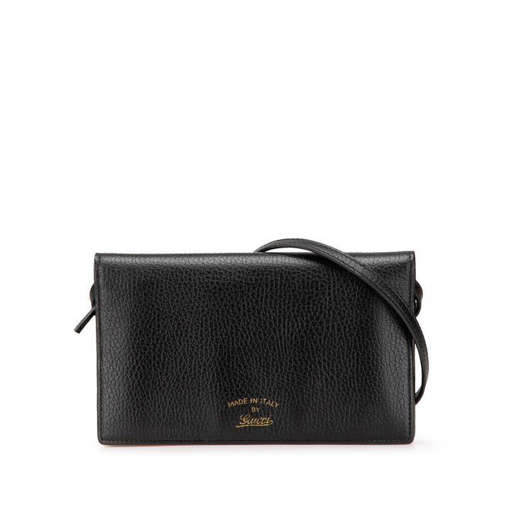 Dollar Calfskin Swing Wallet On Strap Black - Gaby Paris