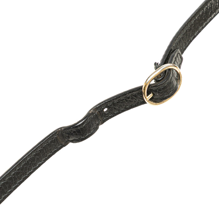 Dollar Calfskin Swing Wallet On Strap Black - Gaby Paris