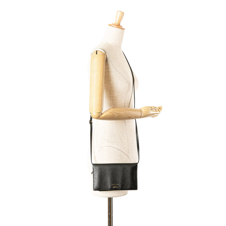 Dollar Calfskin Swing Wallet On Strap Black - Gaby Paris