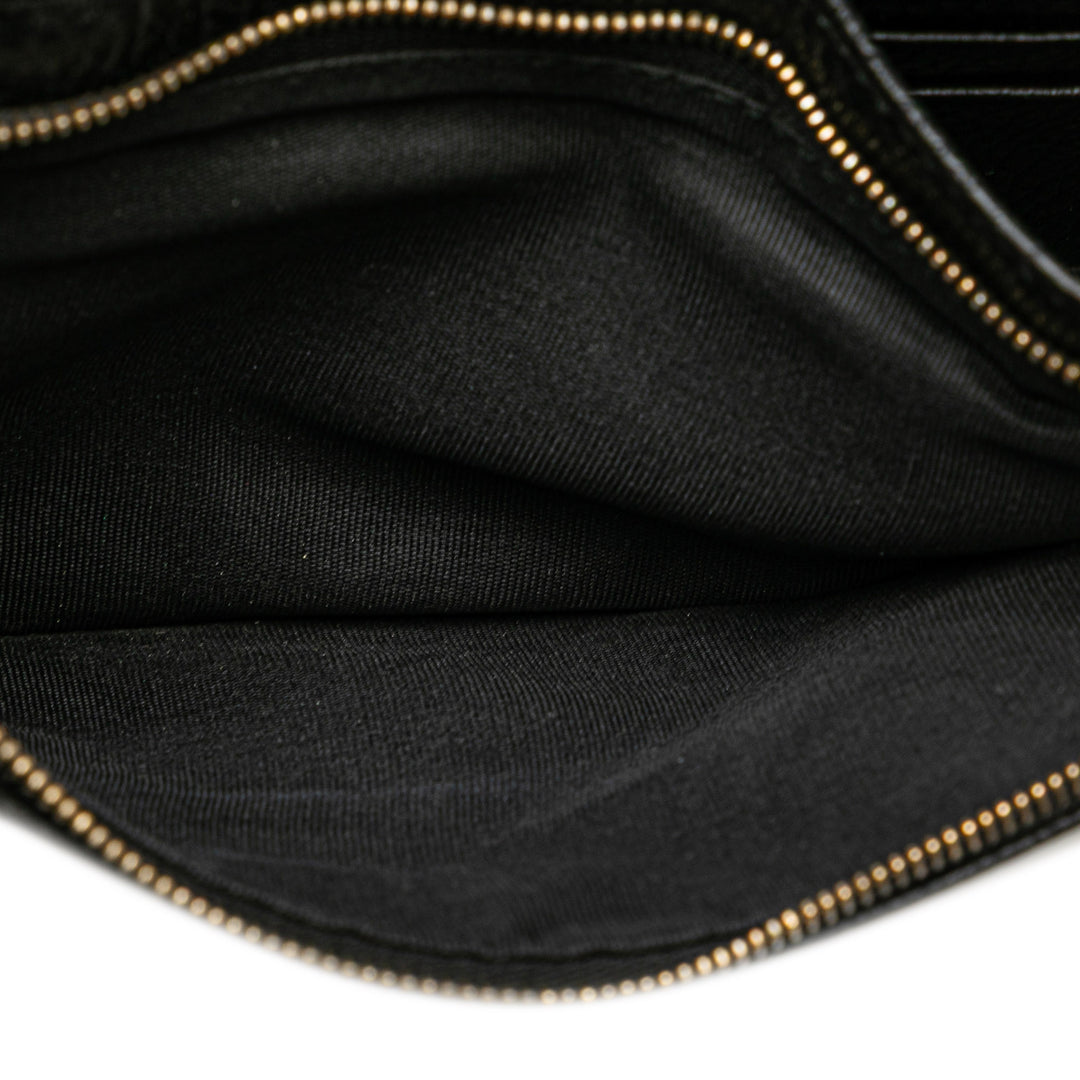 Dollar Calfskin Swing Wallet On Strap Black - Gaby Paris