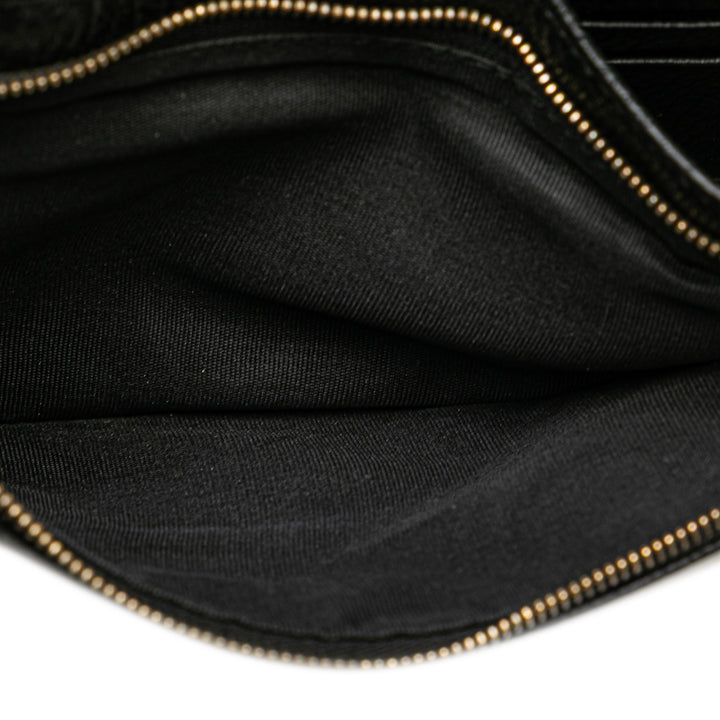 Dollar Calfskin Swing Wallet On Strap Black - Gaby Paris