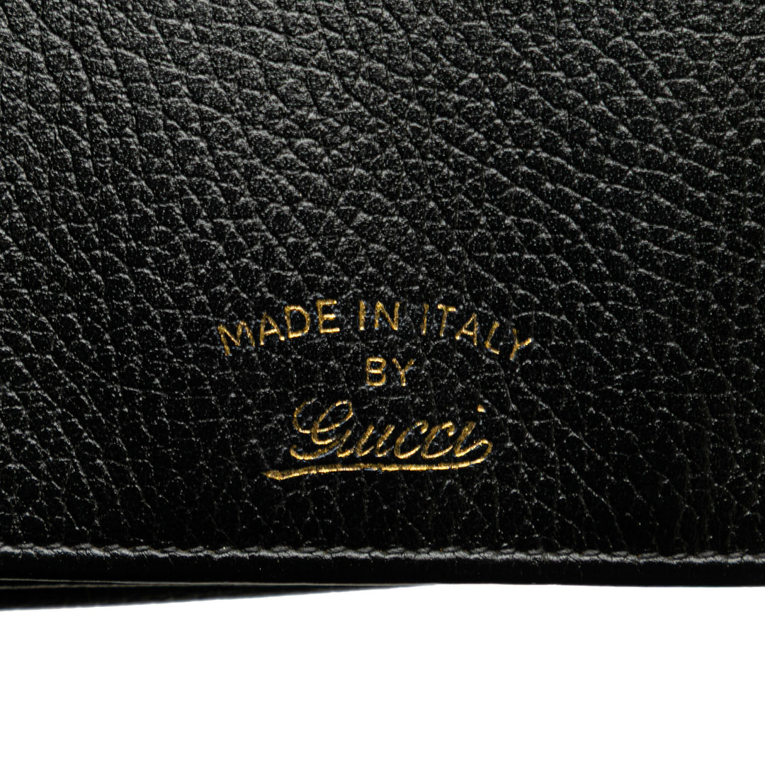 Dollar Calfskin Swing Wallet On Strap Black - Gaby Paris
