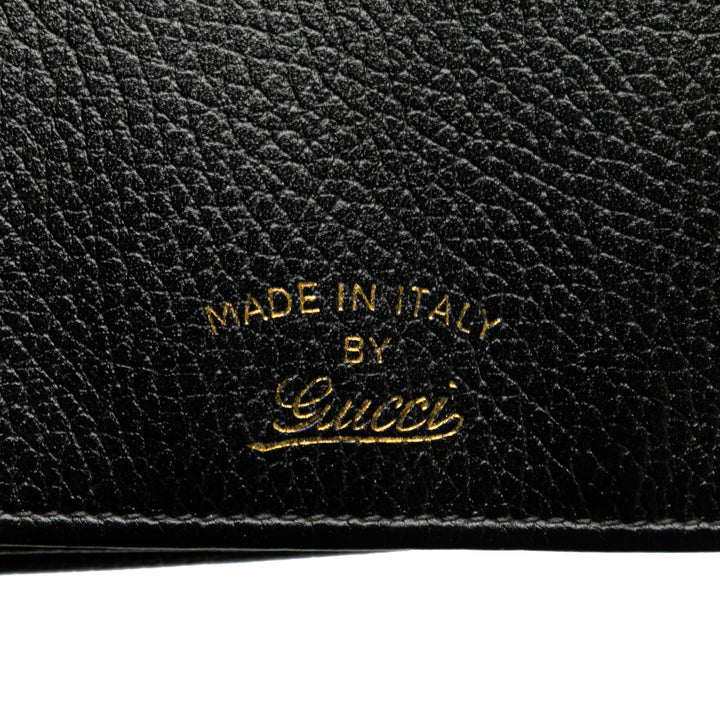 Dollar Calfskin Swing Wallet On Strap Black - Gaby Paris