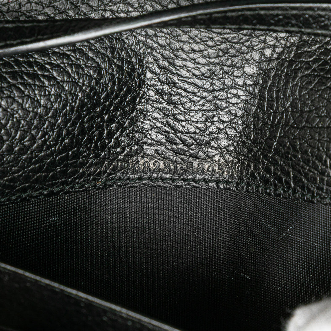 Dollar Calfskin Swing Wallet On Strap Black - Gaby Paris