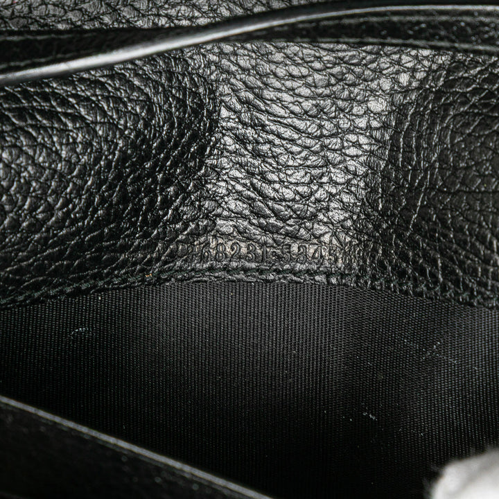 Dollar Calfskin Swing Wallet On Strap Black - Gaby Paris