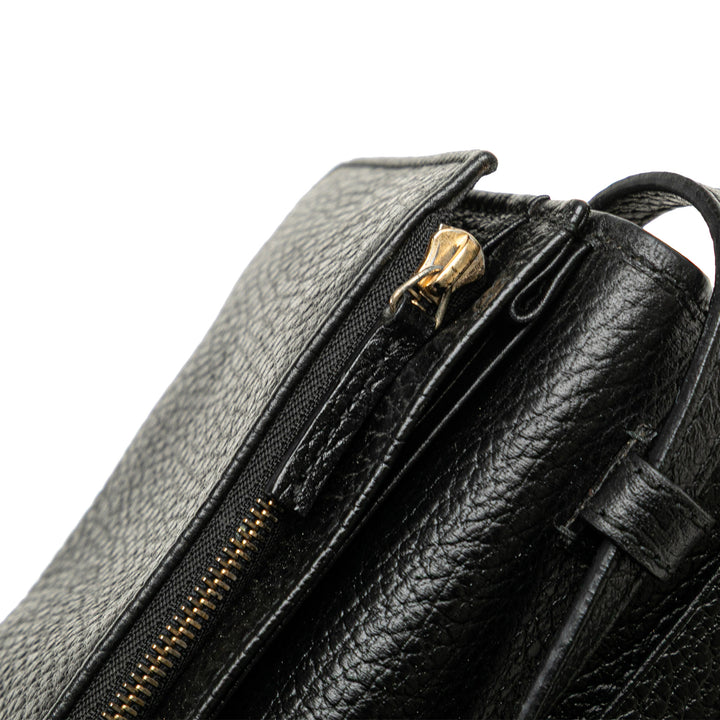 Dollar Calfskin Swing Wallet On Strap Black - Gaby Paris