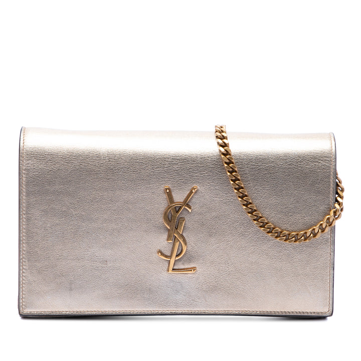 Saint Laurent Medium Metallic Cuir de veau Monogram Kate Sac porté croisé