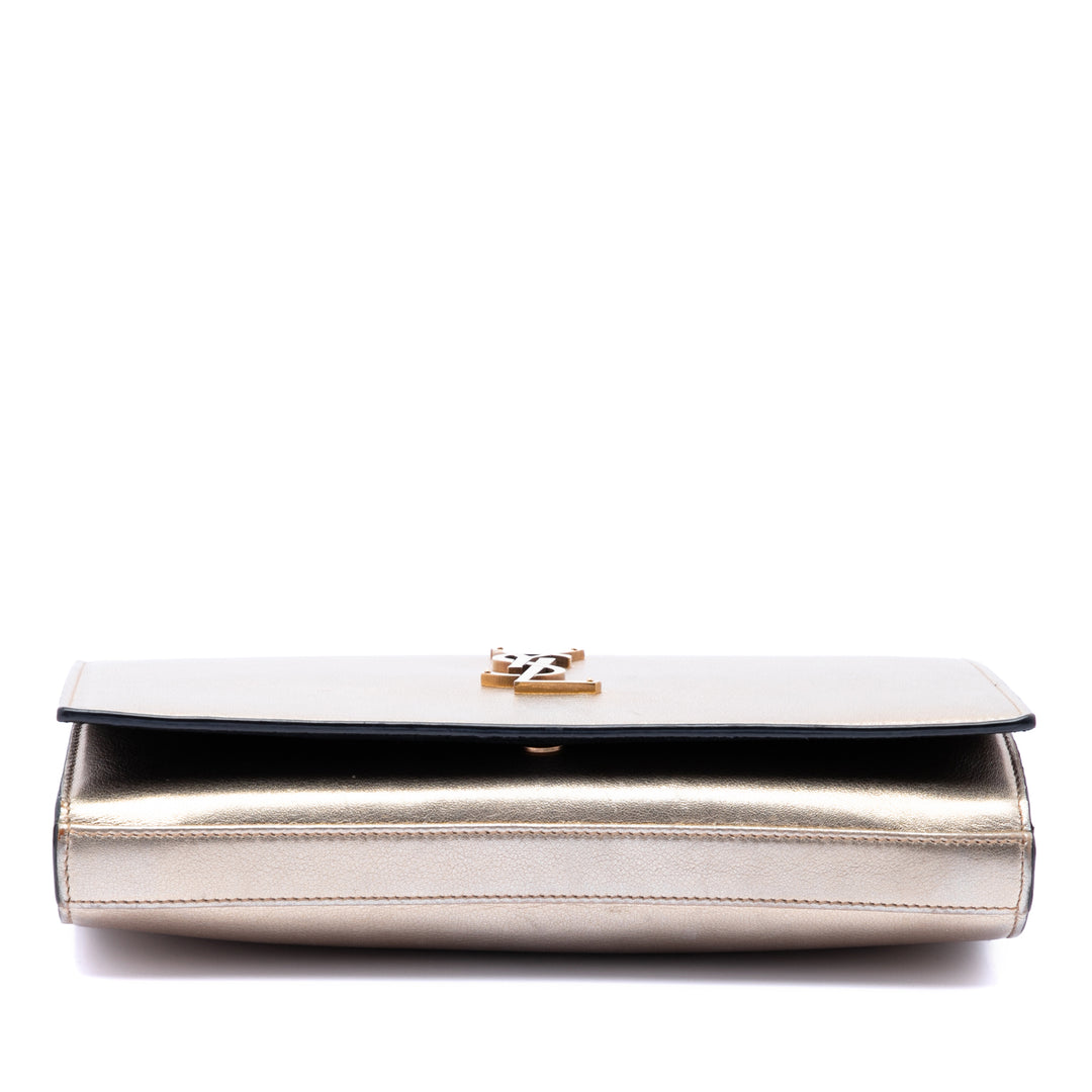 Saint Laurent Medium Metallic Cuir de veau Monogram Kate Sac porté croisé