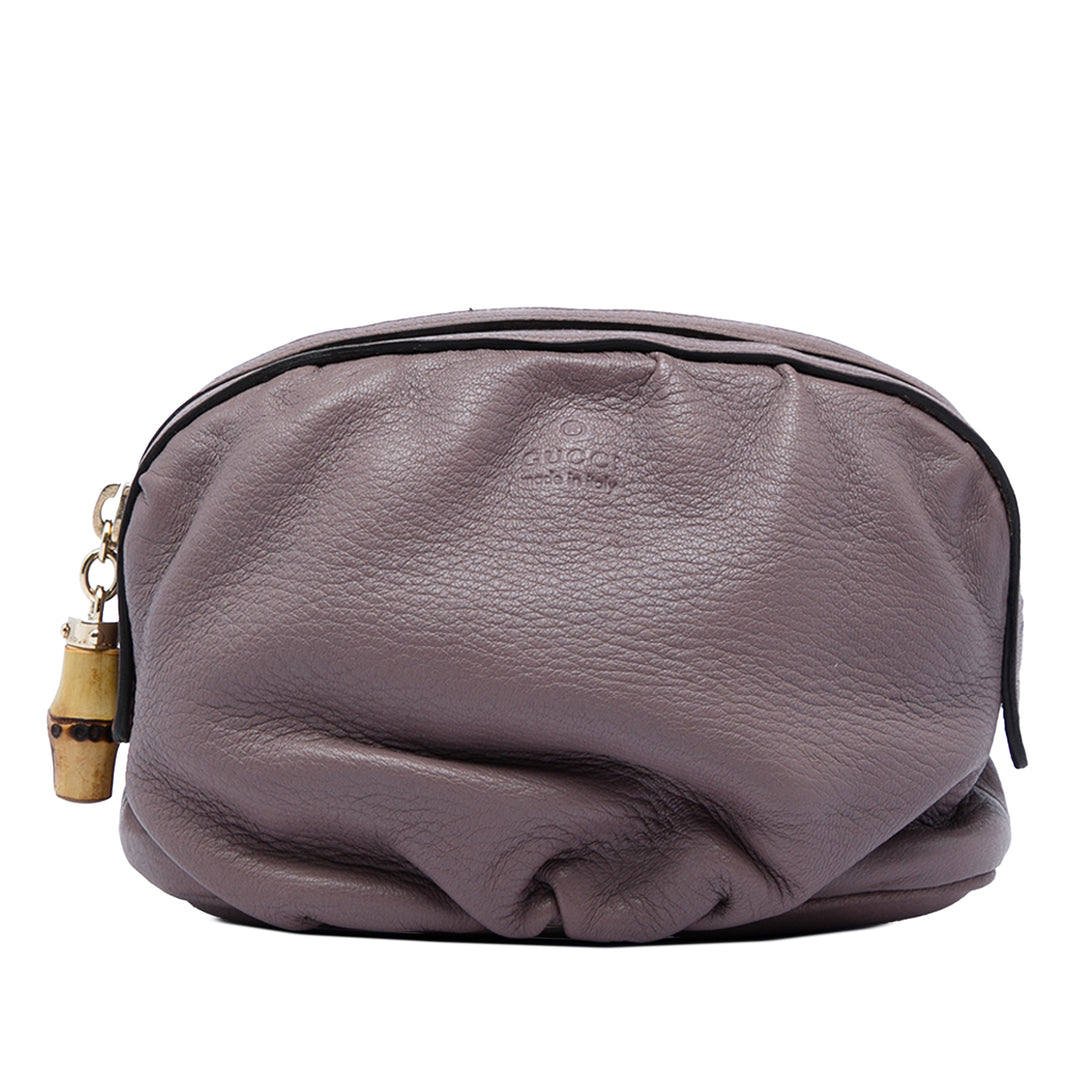 Gucci Pochette Bamboo Cuir de veau Violet – vue principale – GABY PARIS