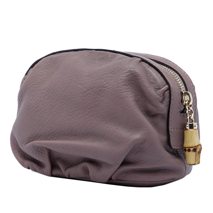 Gucci Pochette Bamboo Cuir de veau Violet – vue 2 – GABY PARIS
