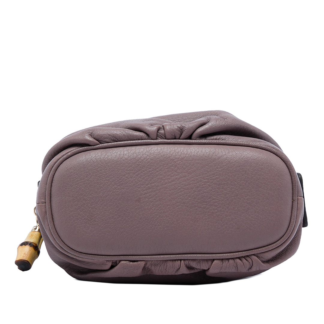 Gucci Pochette Bamboo Cuir de veau Violet – vue 3 – GABY PARIS