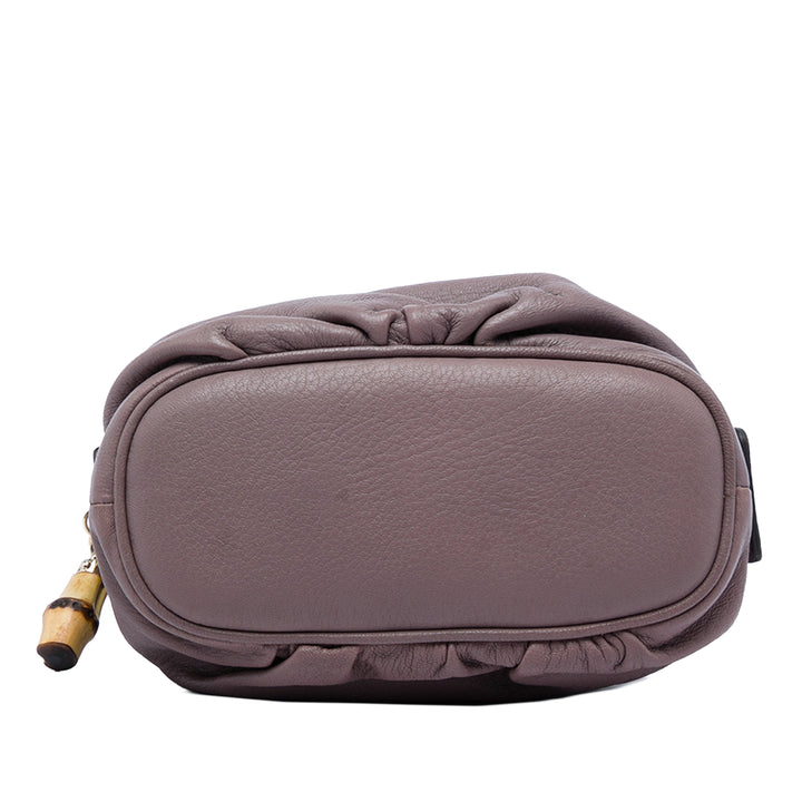 Gucci Pochette Bamboo Cuir de veau Violet – vue 3 – GABY PARIS