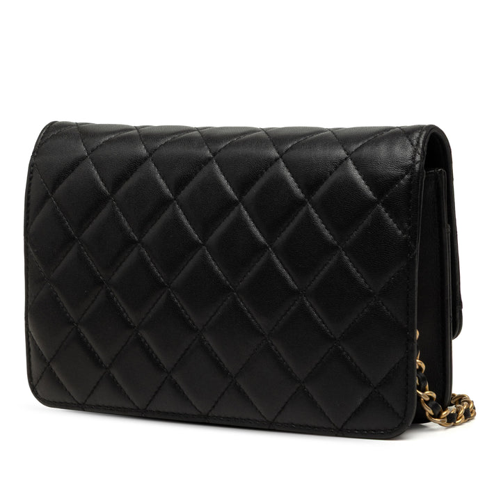 CC Matelassé Chic Wallet on Chain Cuir d'agneau Noir
