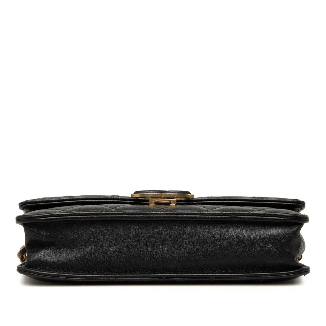 CC Matelassé Chic Wallet on Chain Cuir d'agneau Noir