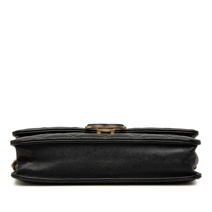 CC Matelassé Chic Wallet on Chain Cuir d'agneau Noir