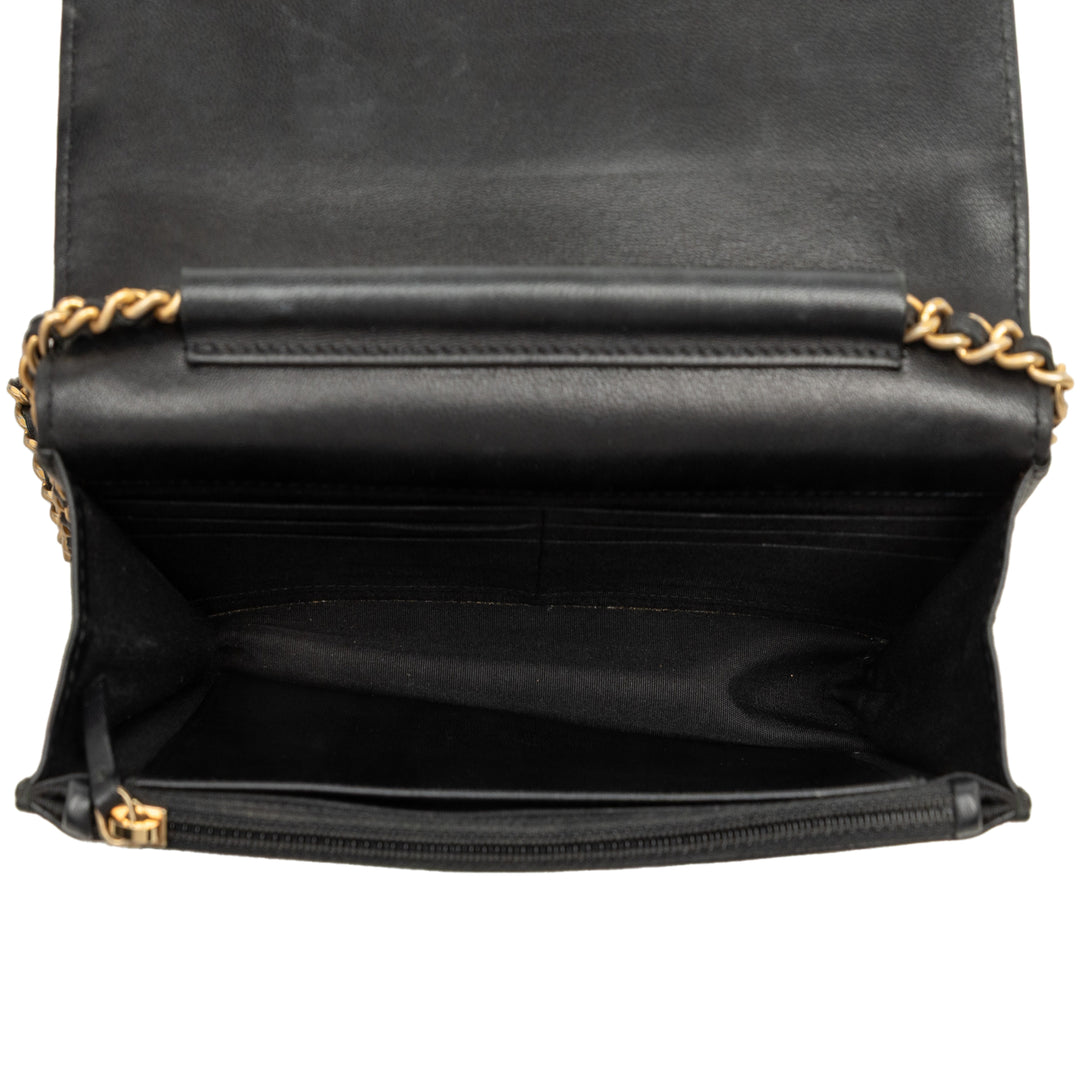 CC Matelassé Chic Wallet on Chain Cuir d'agneau Noir