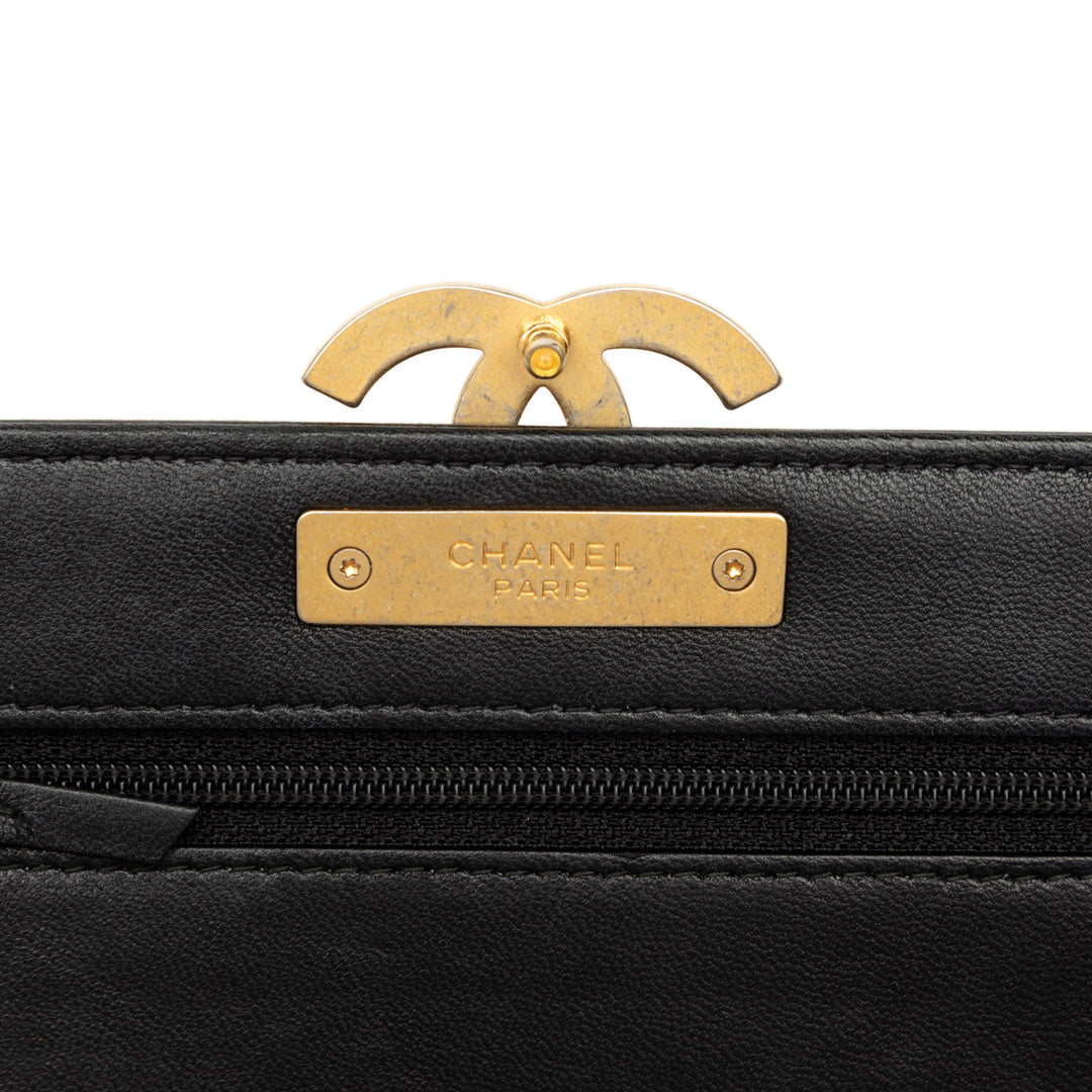 CC Matelassé Chic Wallet on Chain Cuir d'agneau Noir