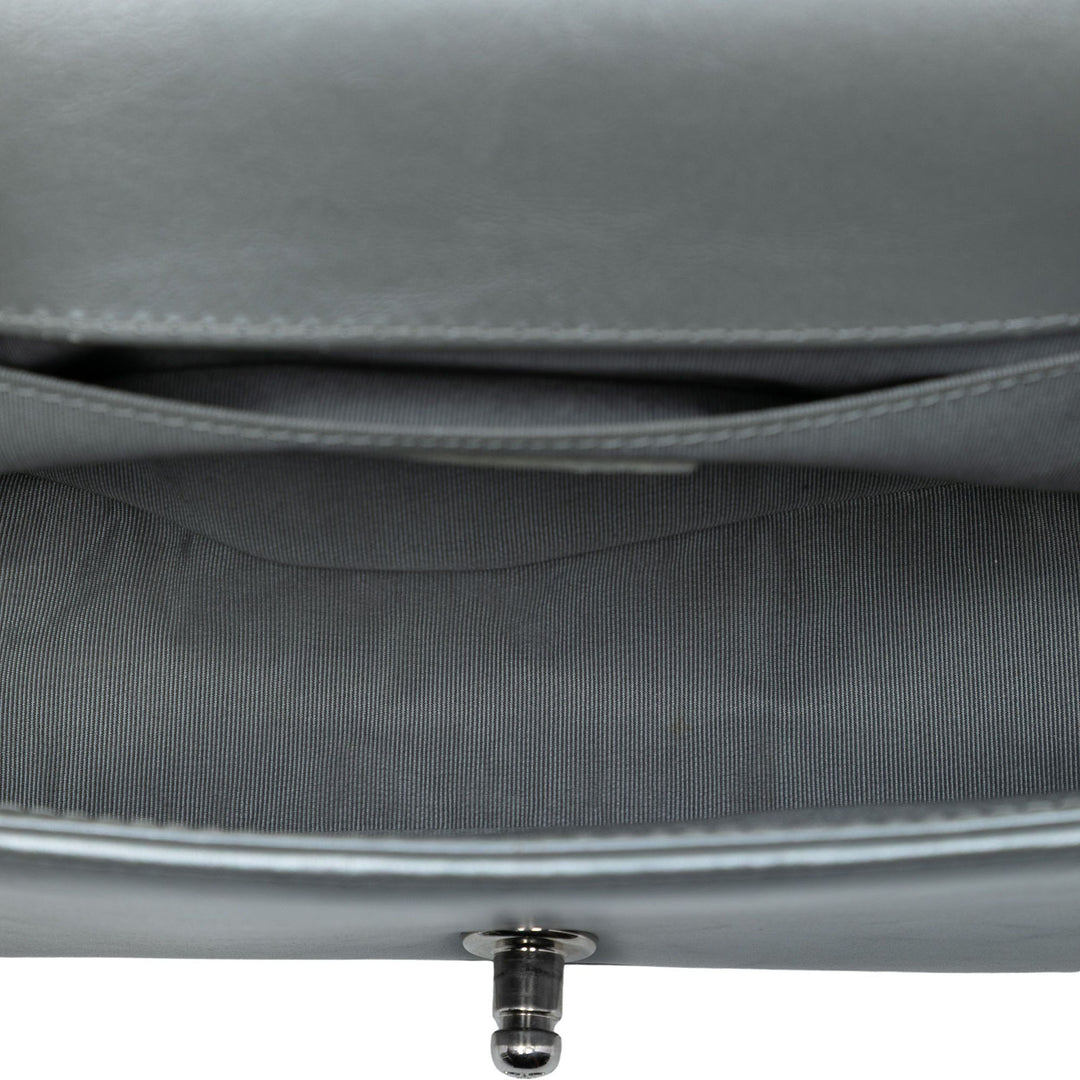 Chanel Old Medium Chevron Cuir d’agneau et Braided Tweed Jacket Boy à rabat