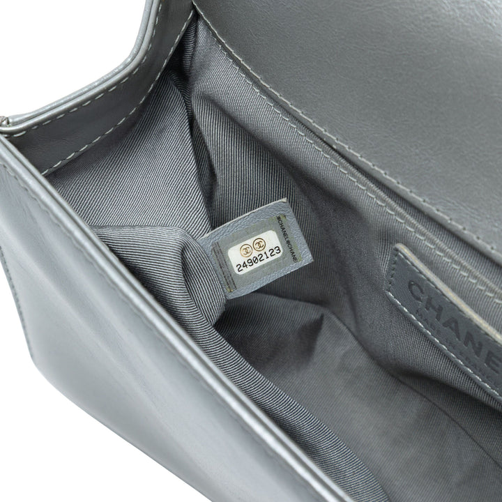 Chanel Old Medium Chevron Cuir d’agneau et Braided Tweed Jacket Boy à rabat