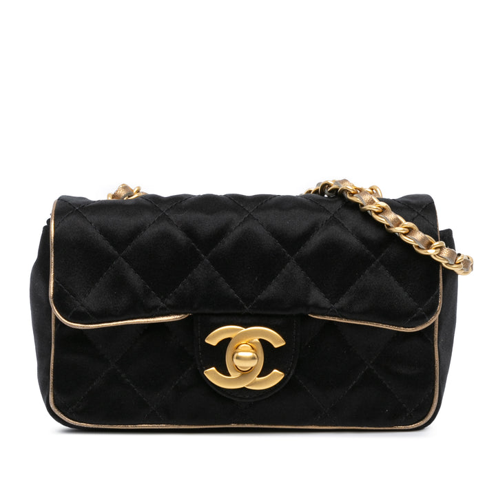 Extra Mini Quilted Satin Flap Black - Gaby Paris