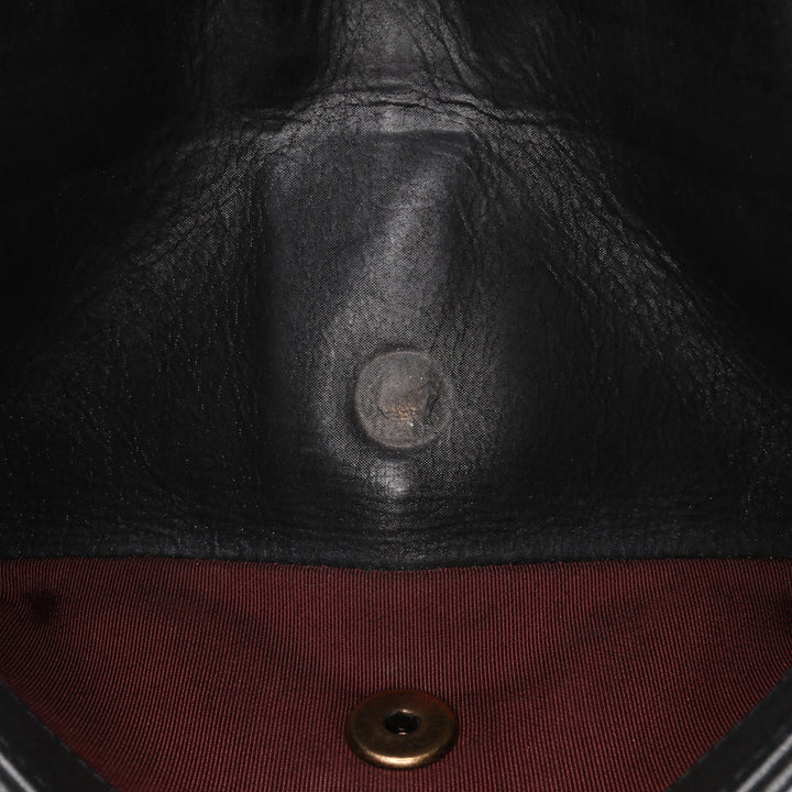 Quilted Lambskin Whipstitch Single Flap Black - Gaby Paris