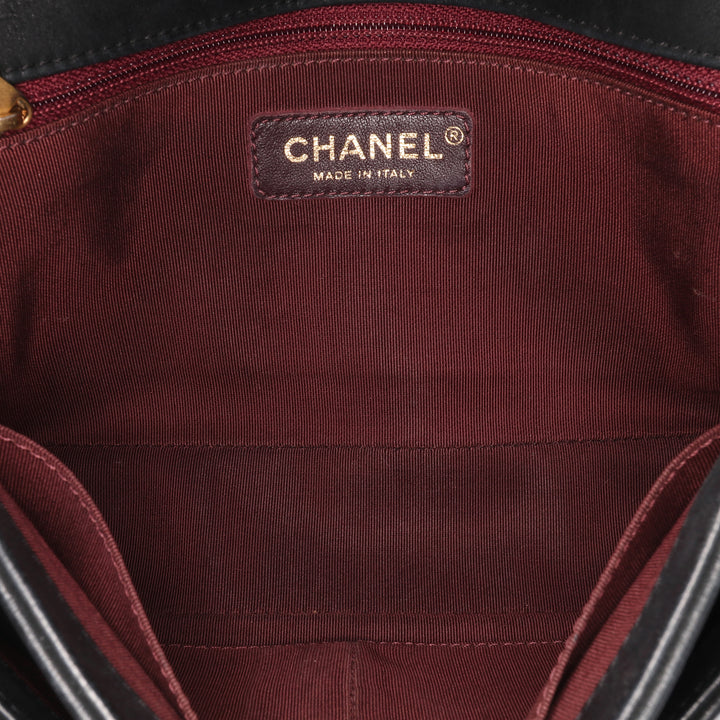 Quilted Lambskin Whipstitch Single Flap Black - Gaby Paris