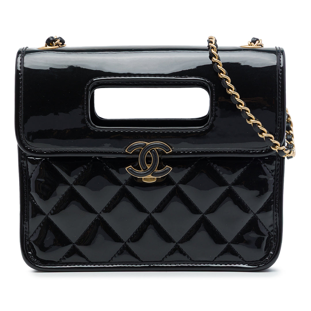 Chanel Matelassé Graphic Catch à rabat Mini Noir – vue principale – GABY PARIS