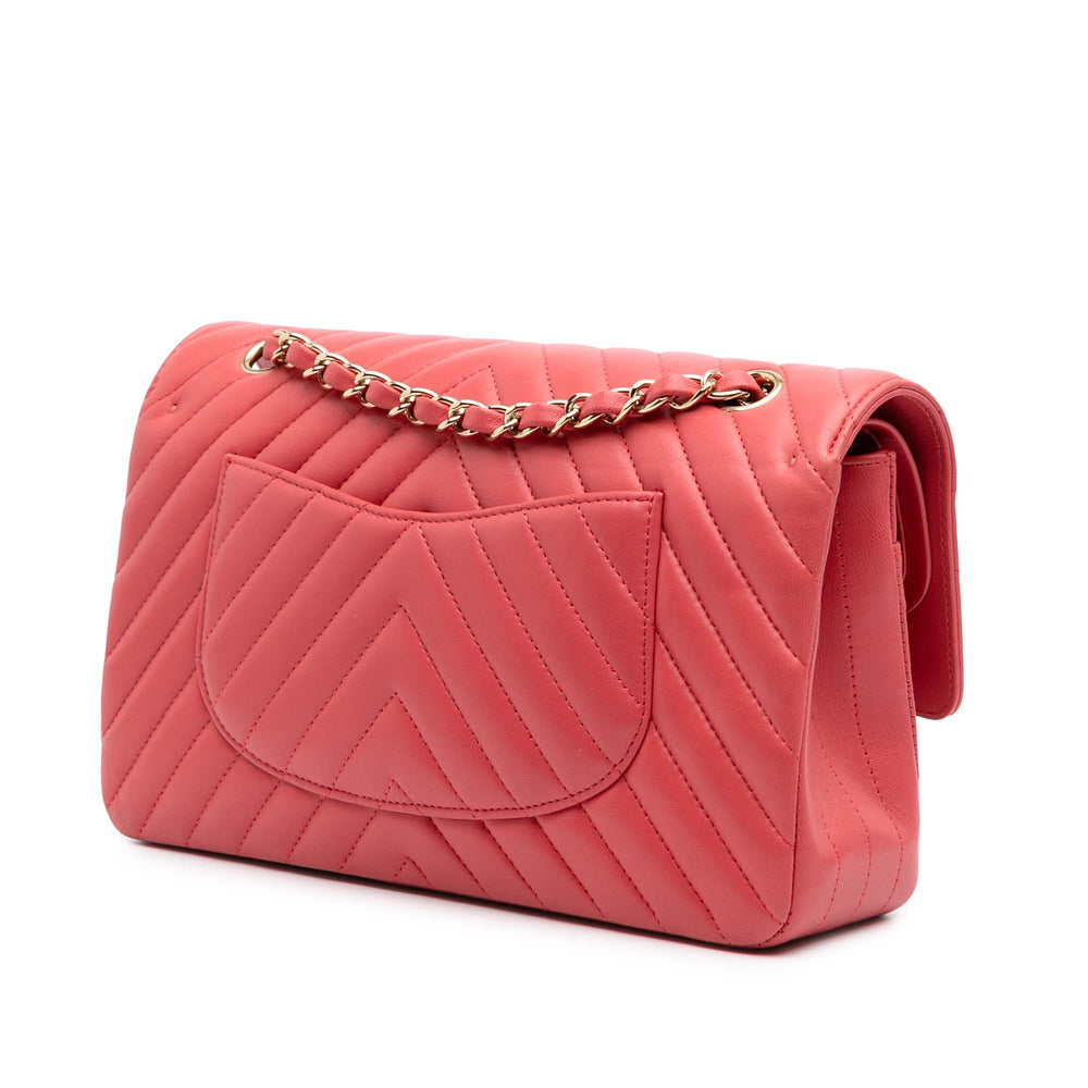 Medium Classic Chevron Lambskin Double Flap Pink - Gaby Paris