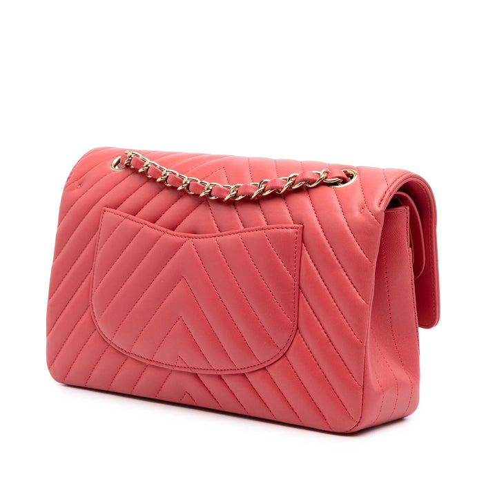 Medium Classic Chevron Lambskin Double Flap Pink - Gaby Paris